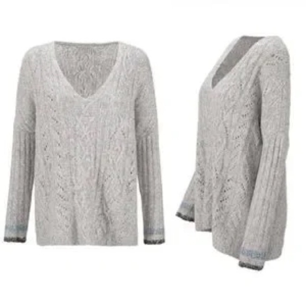 Cabi 3848 Horizon Gray Chunky Knit Sweater Size XS
